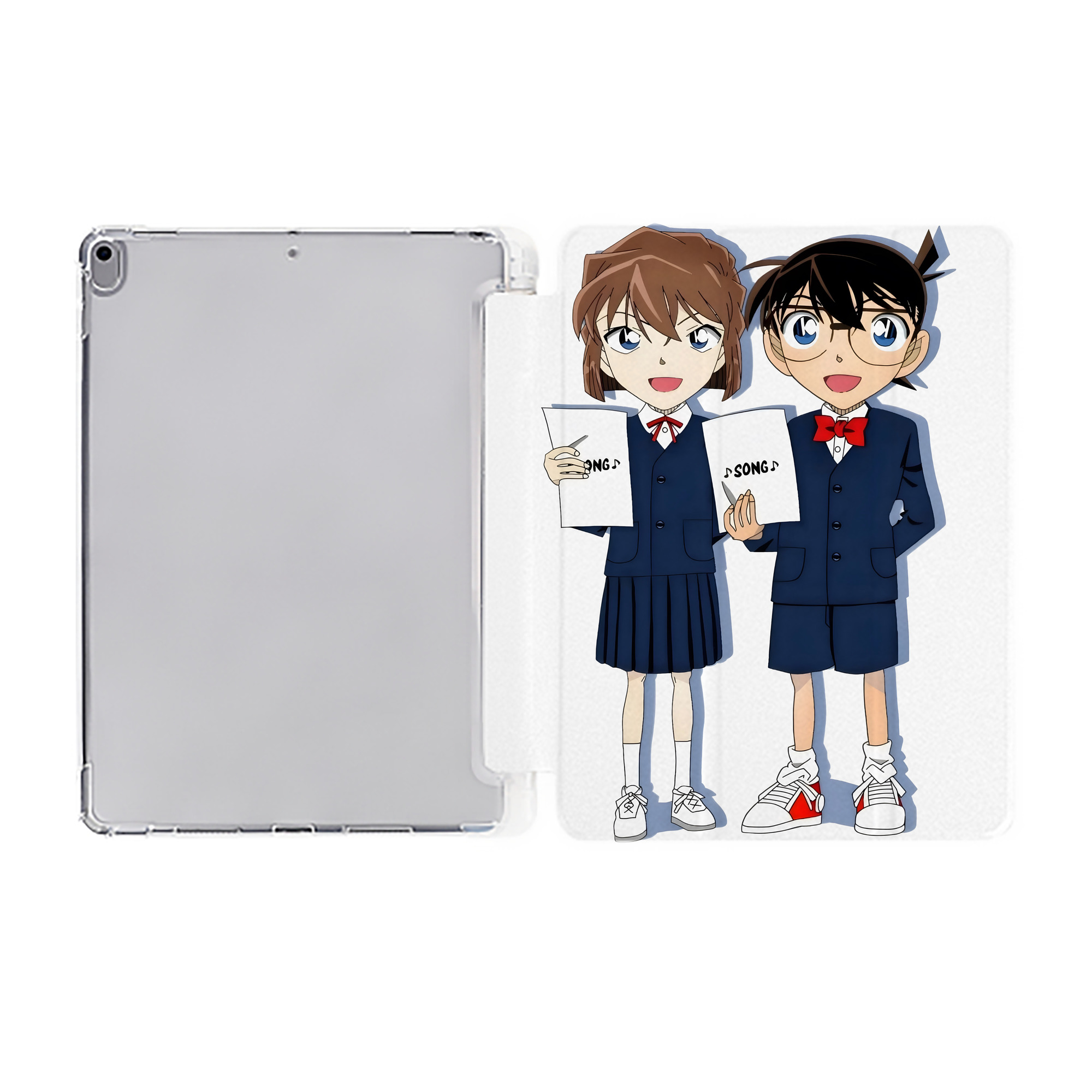 （画像用） 名探偵コナン 灰原 哀 はいばら あい Detective Conan Anita Hailey、Vi Graythorn Haibara Ai IPad ケース ペン収納付き 三つ折りスタンド PUレザー×シリコン 対応機種9.5/10.5/10.9インチ